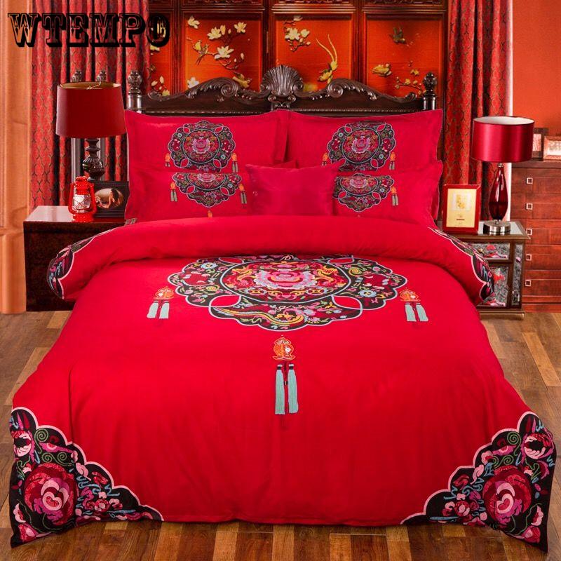 Home Textile Autumn Dark-color Flower Series Bed Linens 4pcs Bedding Sets Bed Set Duvet