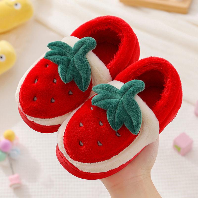 Baby Girls Cotton Slippers Winter Children's Fur Slippers Boys Home Indoor Shoes Non-Slip Kids Slippers