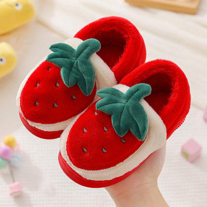 Baby Girls Cotton Slippers Winter Children's Fur Slippers Boys Home Indoor Shoes Non-Slip Kids Slippers