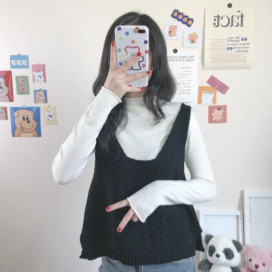 Loose Small Sling Sweater Vest with Sleeveless Knitted Vest and Casual Short Women's Top