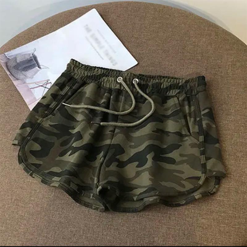 Sports Shorts Women Loose All-match Trend Summer High Waist Wide Leg Camouflage Shorts Sports Casual Beach Pants