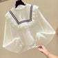 Girls' Sweaters Children's Spring and Autumn Clothes Korean Style Tops Big Children's Loose Lace Spring Styles