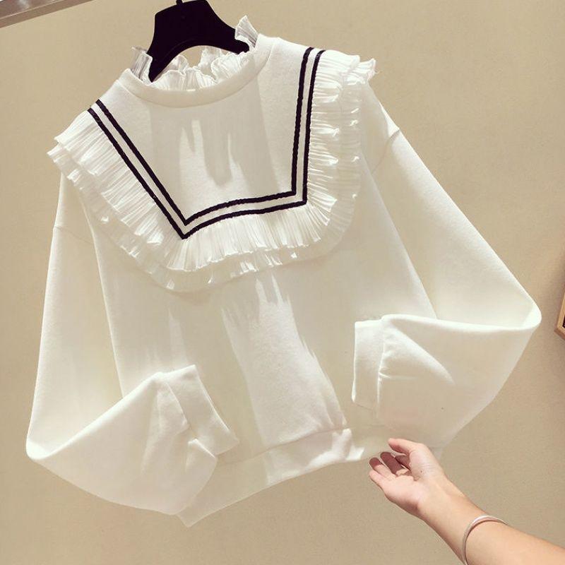 Girls' Sweaters Children's Spring and Autumn Clothes Korean Style Tops Big Children's Loose Lace Spring Styles