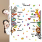 Cartoon Animal English Children's Door Kindergarten Decoration Fun Wall Stickers removable wallpaper