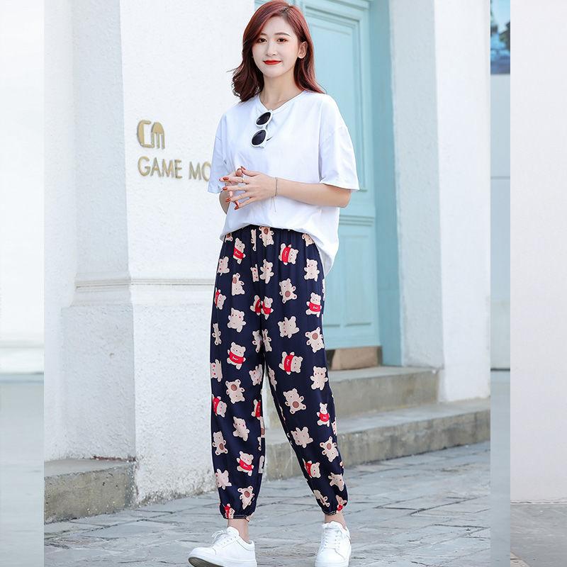 Ladies Pants Wide Leg Bloomers Summer Loose Thin Style Home Casual Pants Trendy Cool Big Size Beach Pants
