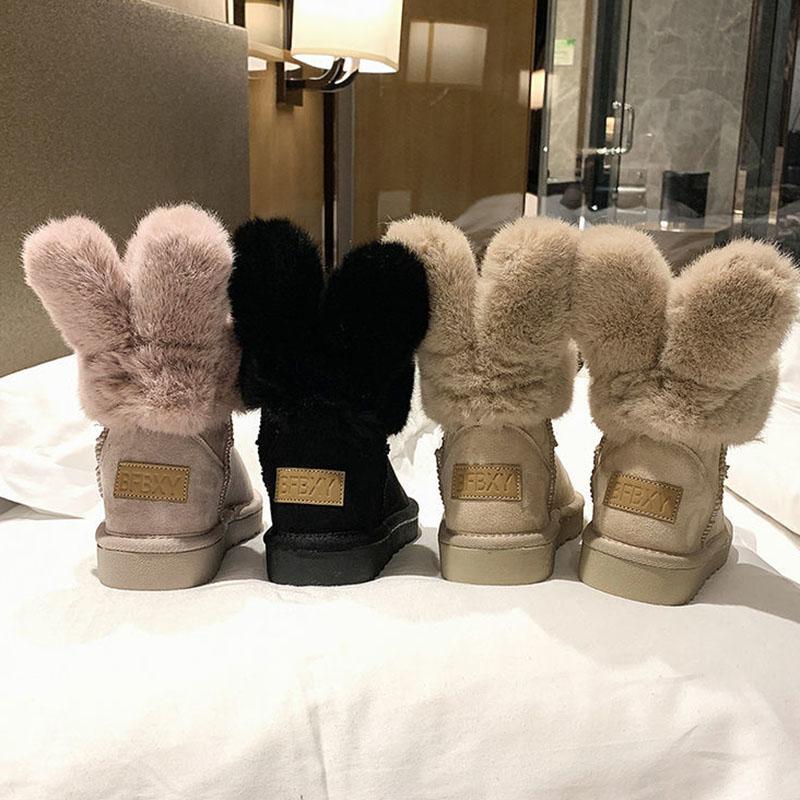 Rabbit Ears Snow Boots Women Winter Plus Velvet Thick Wild Korean Version of Short Tube Cotton Shoes Warm Shoes Women