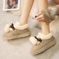 Snow Boots Women's Sleeve Short Boots Bow Hairy Shoes Bread Shoes Plus Velvet Cotton Shoes Autumn and Winter Women's Shoes