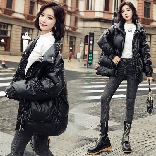 Glossy Down Jacket Bread Jacket Women's Autumn and Winter Loose Thick and Warm Short Down Jacket