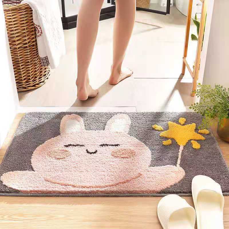 Cartoon Floor Mat Toilet Bathroom Water Absorbent Household Toilet Non-slip Entrance Floor Mat Porch Carpet Bedroom Washable