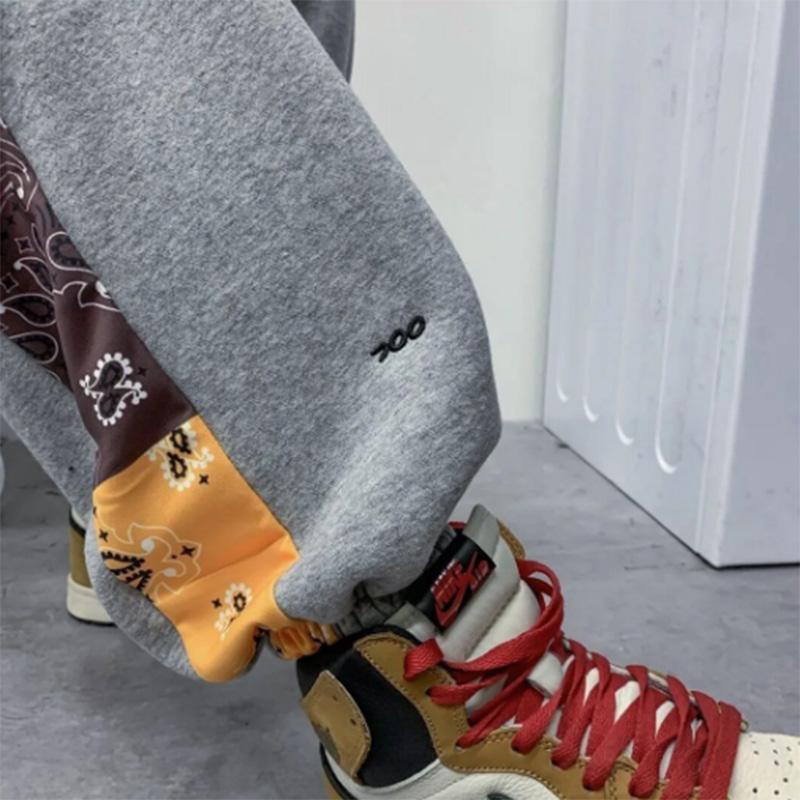 Autumn and Winter Casual Sports Men's Sweatpants Ins Casual Loose Cashew Flower Wide Leg Trousers