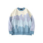 Autumn and Winter Oversize Knitting Sweater Color Matching Jumper Clothes Loose Casual Student Girls Sweaters Women Color Stitching Knit Pullover Tops