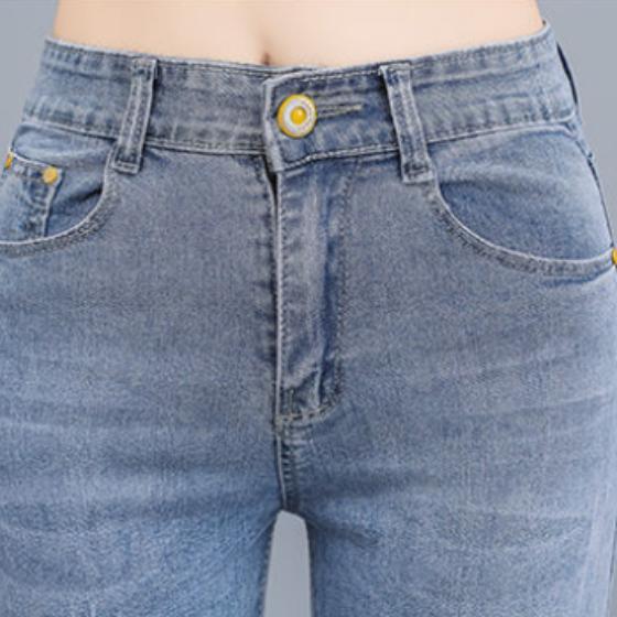 Cropped Jeans Women's Flared Pants Summer Thin Section High-waist Stretch Hole Was Thin Loose Wide-leg Pants In Summer