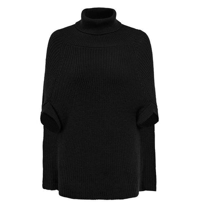 Sweater Women Turtleneck Cape-style Cloak Pullover Knitwear Korean Pure Color Loose Top Trendy Sweater Autumn and Winter Jumper