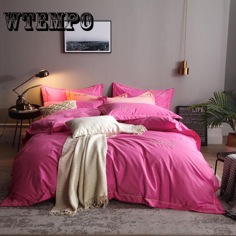 Soft Cotton Quilt Set Bed Skirt Four-piece Lace Quilt Cover Solid Color Princess