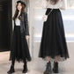Three Layers Yarn Skirt Woman's Mid-length Elastic Waist High Waist A-line Skirt Pleated Skirt Tender Sexy
