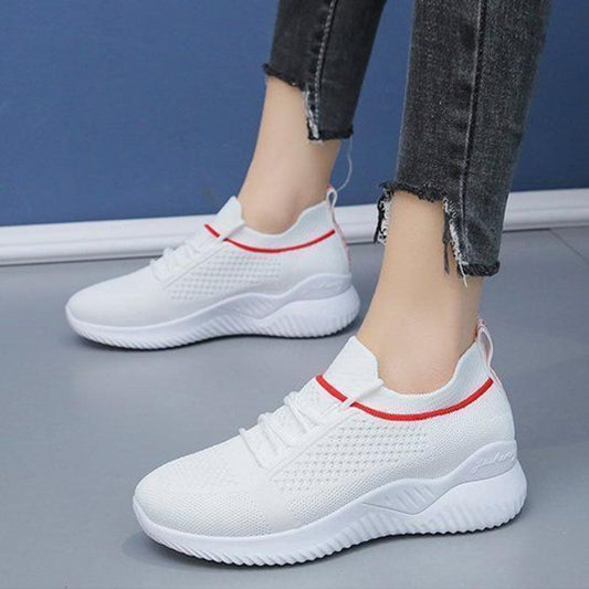 Summer Ladies Mesh Shoes Flying Woven Mesh Sneakers Breathable All-match Casual Lightweight Soft-soled Running Shoes