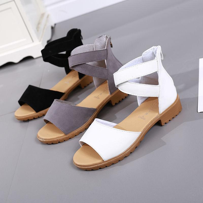 Women Flat Shoes Summer Soft Leather Leisure Ladies Sandals Casual Shoes