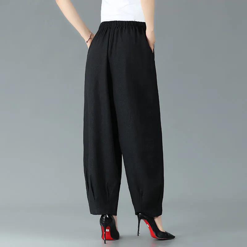 Summer Cotton Linen Radish Pants Ethnic Wind Complex Harem Pants Casual Loose Large Size Bloomers Women