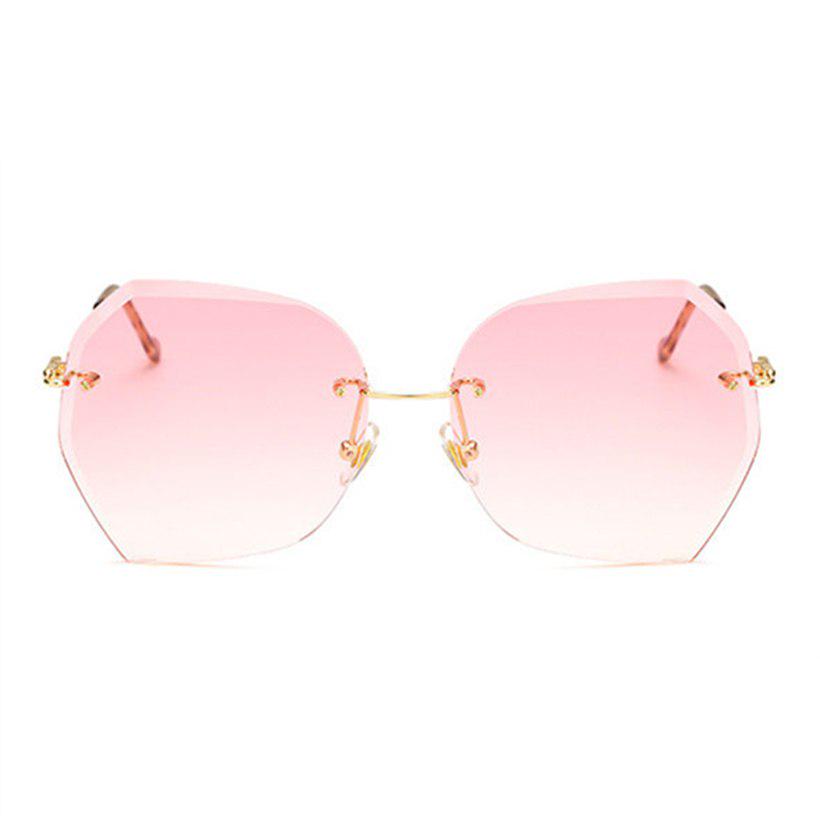 Rimless Sunglasses Women Oversized Luxury Brand Designer Diamond Cutting Lens Sun Glasses Famale Pin