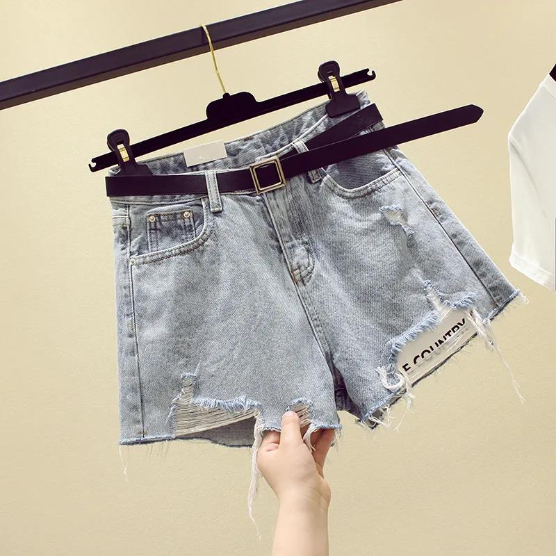 Ripped Denim Shorts Women's Summer High Waist Loose and Thin Wild Wide-leg Pants Thin Section