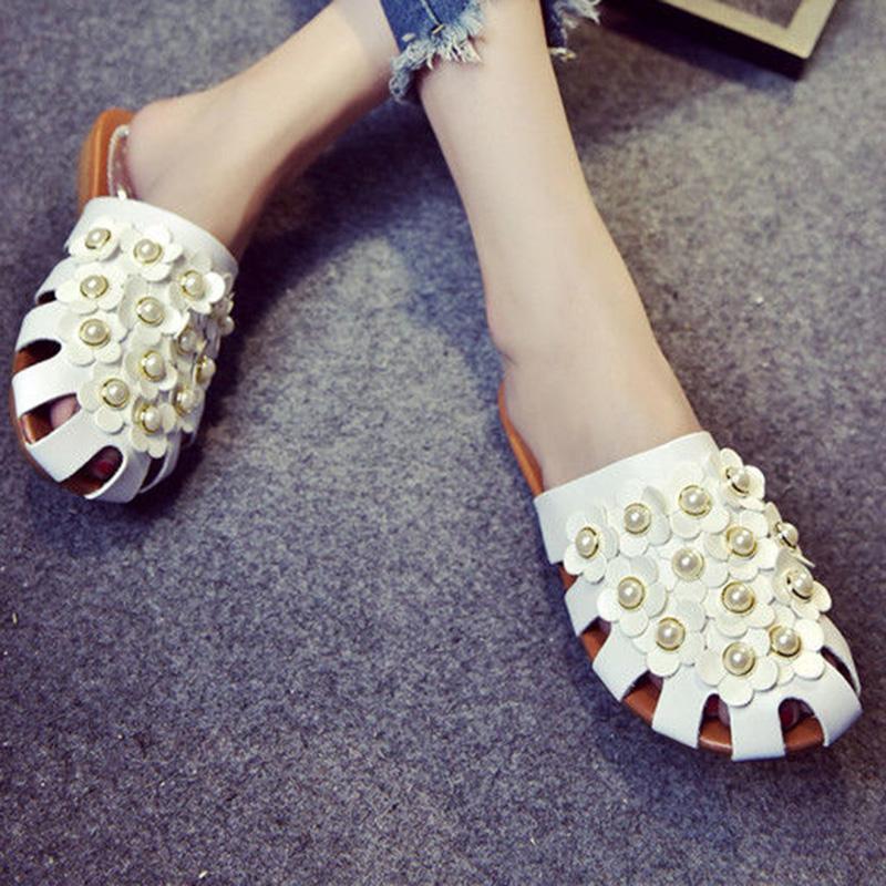 Half Slippers Women's Outer Wear Summer Fashion All-match Net Red Flat-bottomed Lazy Sandals and Slippers