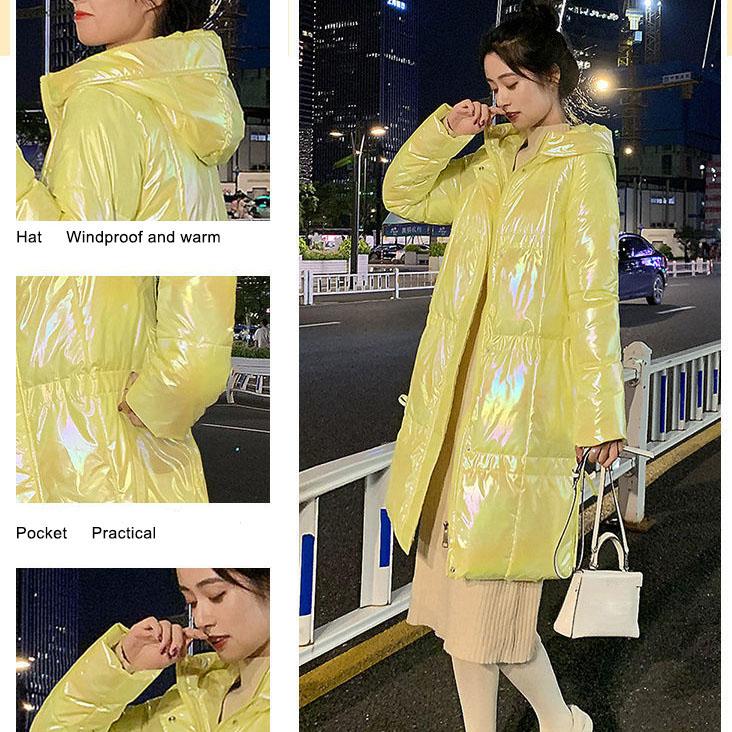 Basic Style Solid Color Slim-fit Hooded Down Jacket Women Mid-length Women's Down Jacket Waterproof and Windproof Winter Jacket Women's Large Size