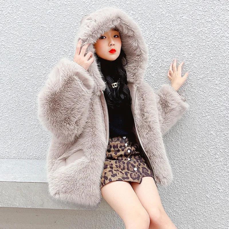 Girls' Winter Warm Jacket Korean Style Plush Thick Cashmere Coat Windproof Winter Clothes