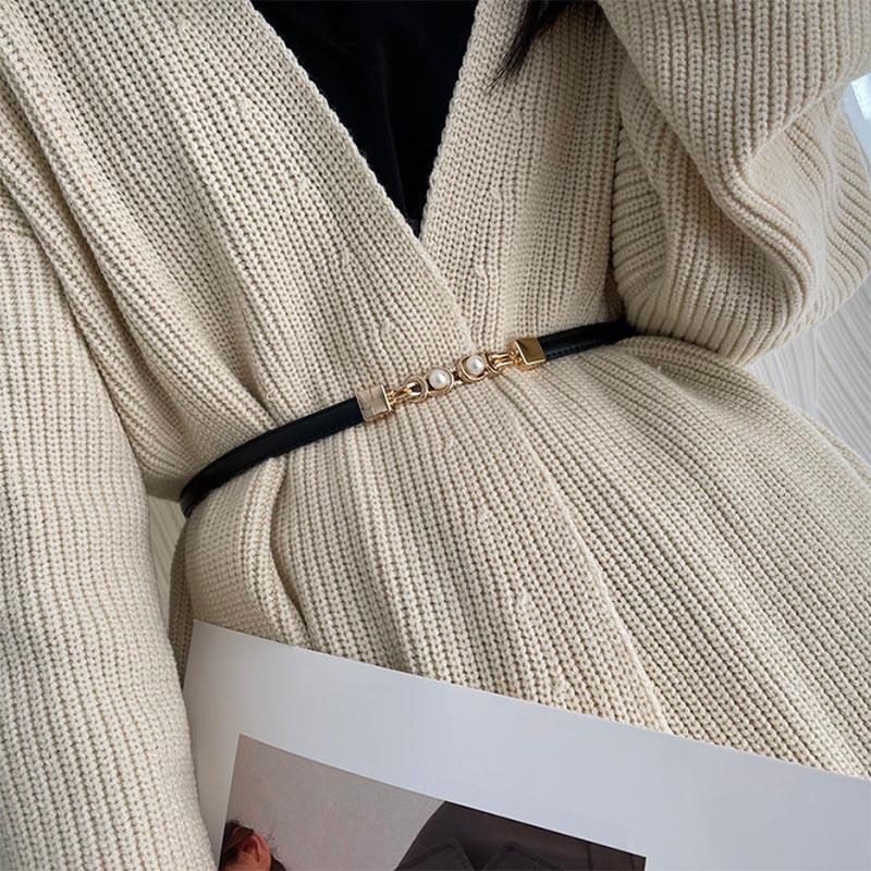 Belt Women's Fine Decoration with Skirt Waist Seal Waist All-match Pearl Shirt Suit Temperament Small Belt