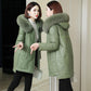 Leather Jacket Thick Cotton Jacket Female Winter Imitation Fox Fur Collar Fur Hooded Leather Jacket Mid-length