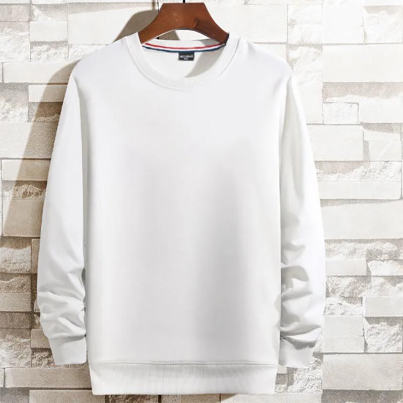 Pure Cotton Men's Sweater Loose Large Size Black and White Solid Color Korean Casual Long-sleeved Hoodless All-match Knitwear Sweatershirts
