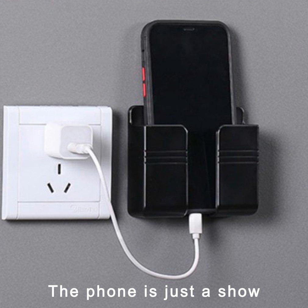 3pcs Wall Mount Stand Phone Socket Phone Charging Holder Bracket Mounted Organizer