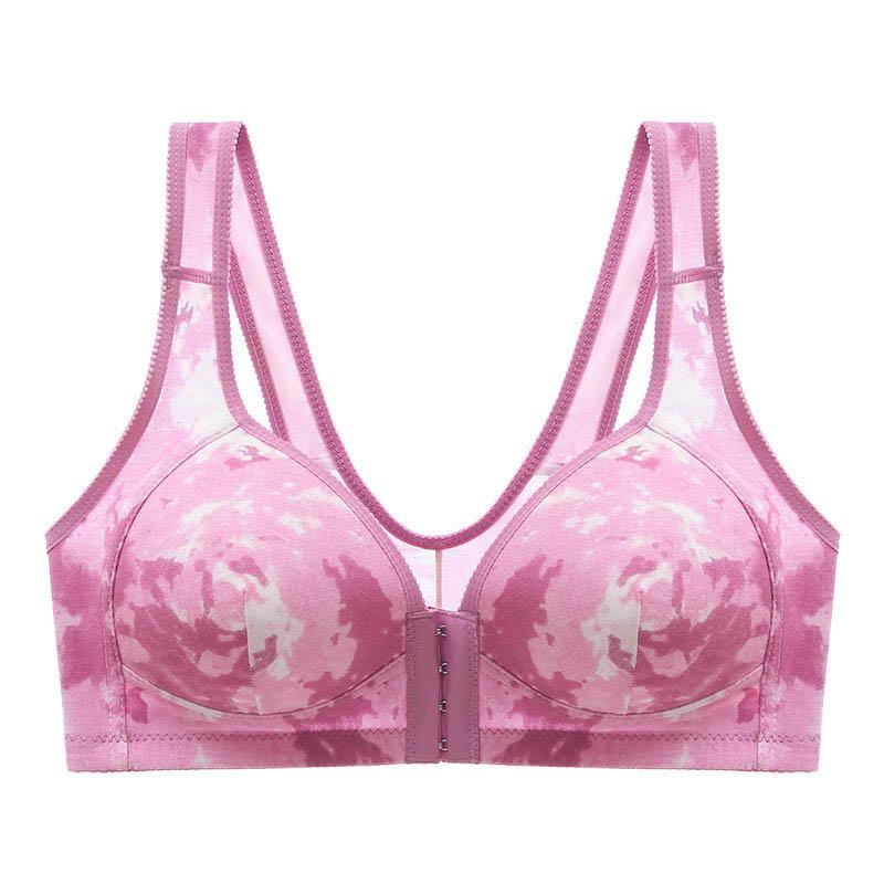 Beautiful Back Underwear Without Steel Ring Gathered Side-contracted Milk Thin Mold Cup Smooth Printing Fixed Double-shoulder Strap Vest-style Bra