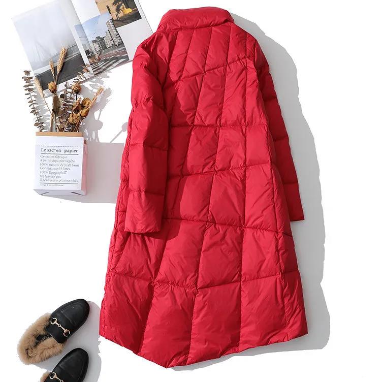 Winter Womens Down Jackets Long Ultra Light Thin Casual Coat Puffer Jacket Slim Remove Hooded Parka