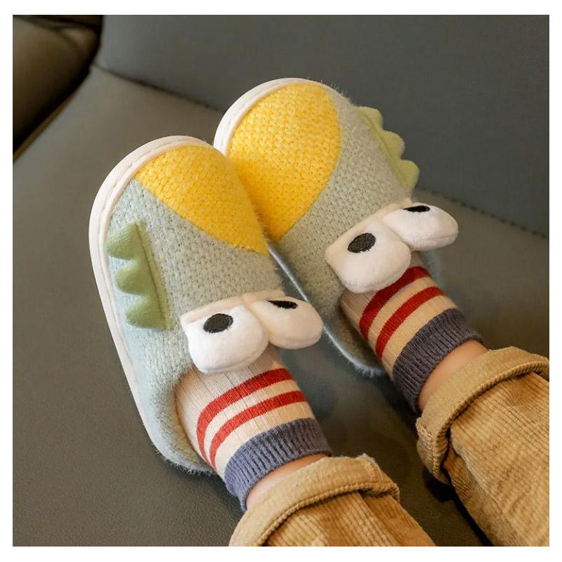 Children's Cotton Slippers Cute Autumn and Winter Boys and Girls Non-slip Soft Bottom Indoor Home Dinosaur Cartoon Baby Cotton Slippers