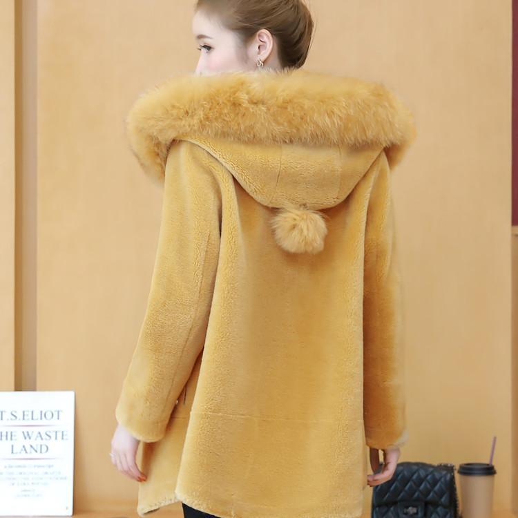 Cold warm Long sleeve fur jacket Trend Large size Fur coat Winter Woman's Cotton Wool Coat Winter