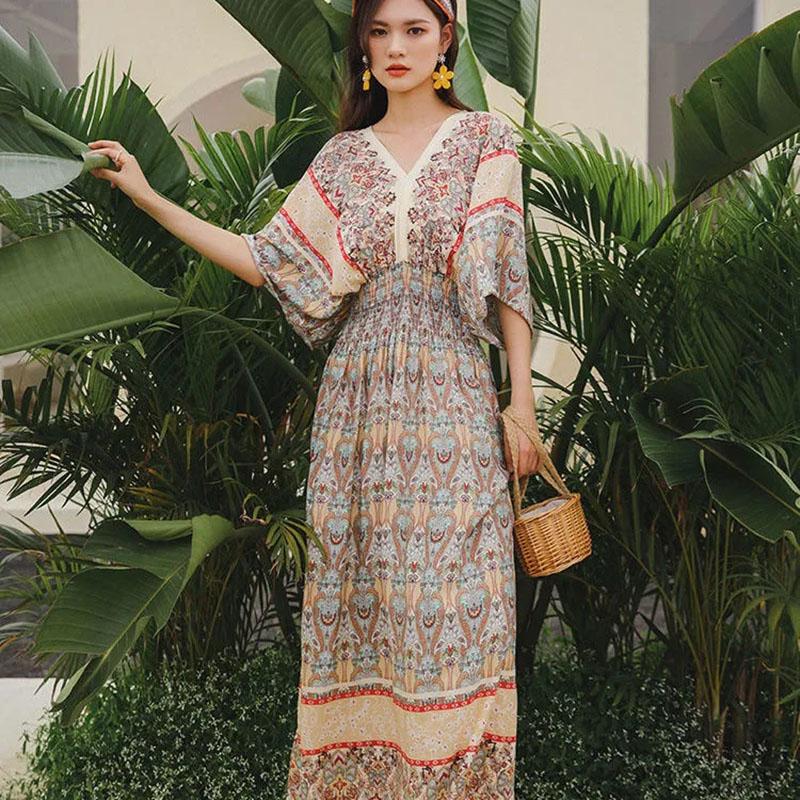 Indonesian Dress Female Thailand Bohemian Ethnic Retro Long Skirt Seaside Holiday Beach Skirt
