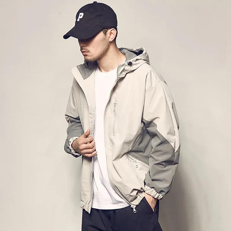 Spring and Autumn New Men's Working Jacket Color Hooded Underwear Loose Leisure Jacket