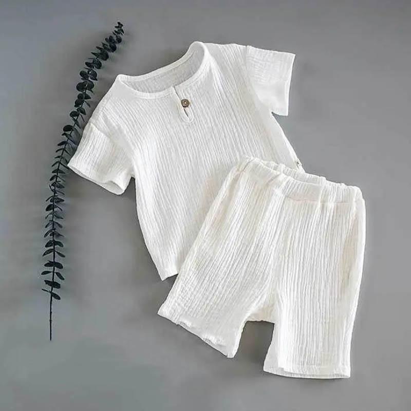 Summer Boys and Girls Baby Breathable Thin Short-sleeved Suit Cotton Soft Comfortable Skin-friendly Casual Style Simple Two-piece Suit