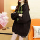 Women's Large Size Loose Hooded Tops Versatile Casual Plush Coat Autumn and Winter Mid-length Hoodies Streetwear Warm Coat