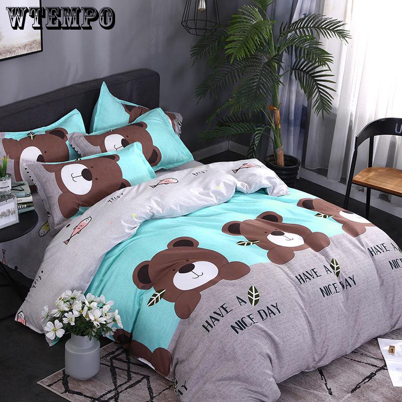 Cover Set Cartoon Single Bed Duvet Bedding Sweet Dream for Kids Girls 3/4pcs Colorful