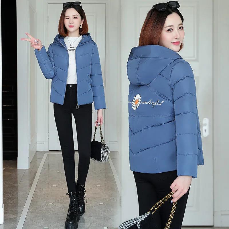 Winter Short Women's Down Jacket Fashion Loose Thick Padded Jacket Printed Hooded Down Jacket