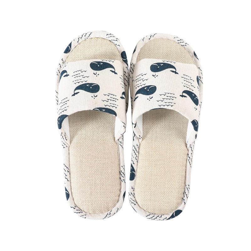 Linen Slippers Men's Summer Floor Sandals and Slippers Non-slip Home Indoor Ladies Four Seasons Slippers