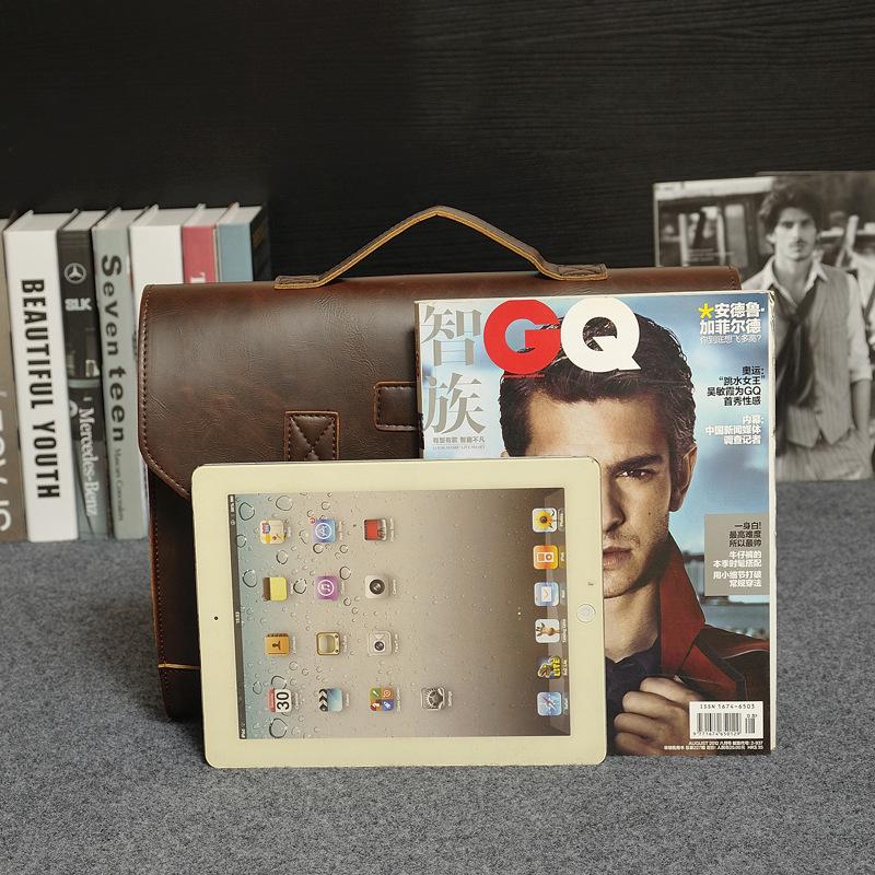 Business Briefcase Men Retro Matte Leather Large Capacity Crossbody Shoulder Computer Bag Handbag