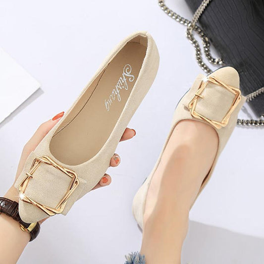 Ladies Pointed Flat Shoes Single Shoes Low-heeled Shallow Mouth All-match Lazy Shoes Light and Comfortable Leather Shoes for Work