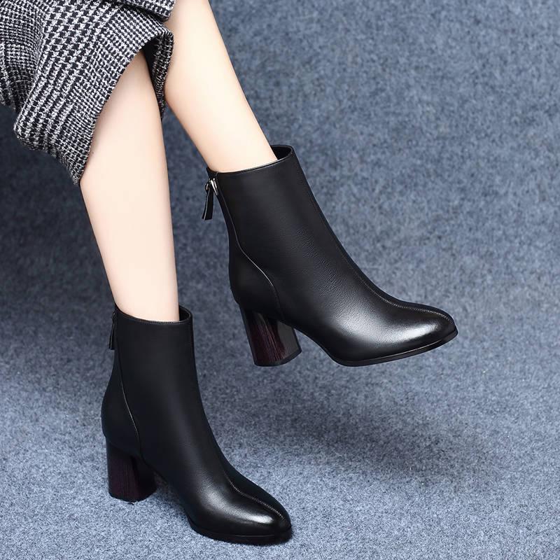 Women Boots Autumn Winter High Heel Warm Pointed  Elasticity Ankle Chelsea Fashion Casual Shoes