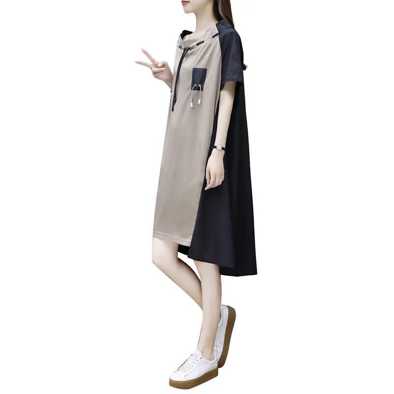S-XXXL Women's Summer Dress Color block Short Sleeve Round Neck Large Size Loose Casual Not Hooded A-line Dress