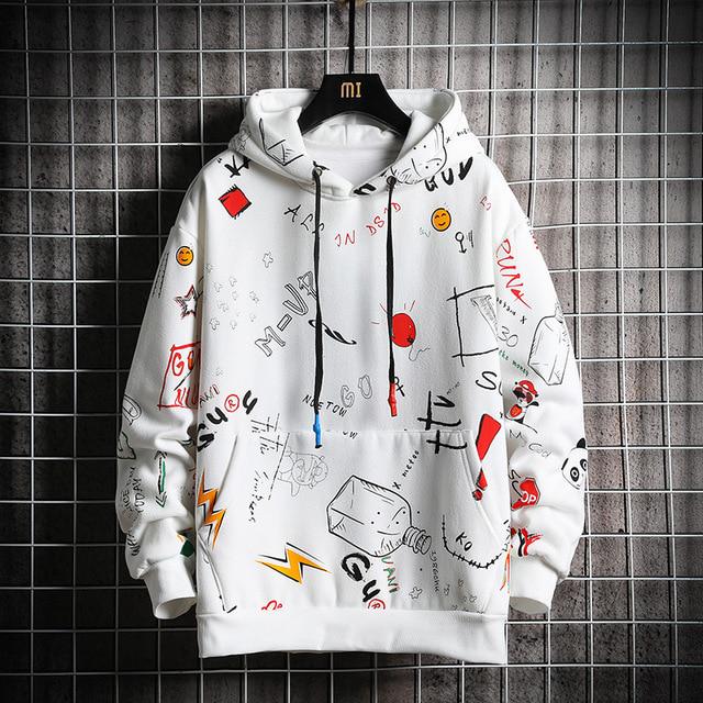 Men's Hoodies Men Spring Anime Graffiti Sweatshirt Male Hip Hop Harajuku Japanese Streetwear