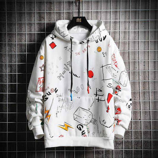 Men's Hoodies Men Spring Anime Graffiti Sweatshirt Male Hip Hop Harajuku Japanese Streetwear