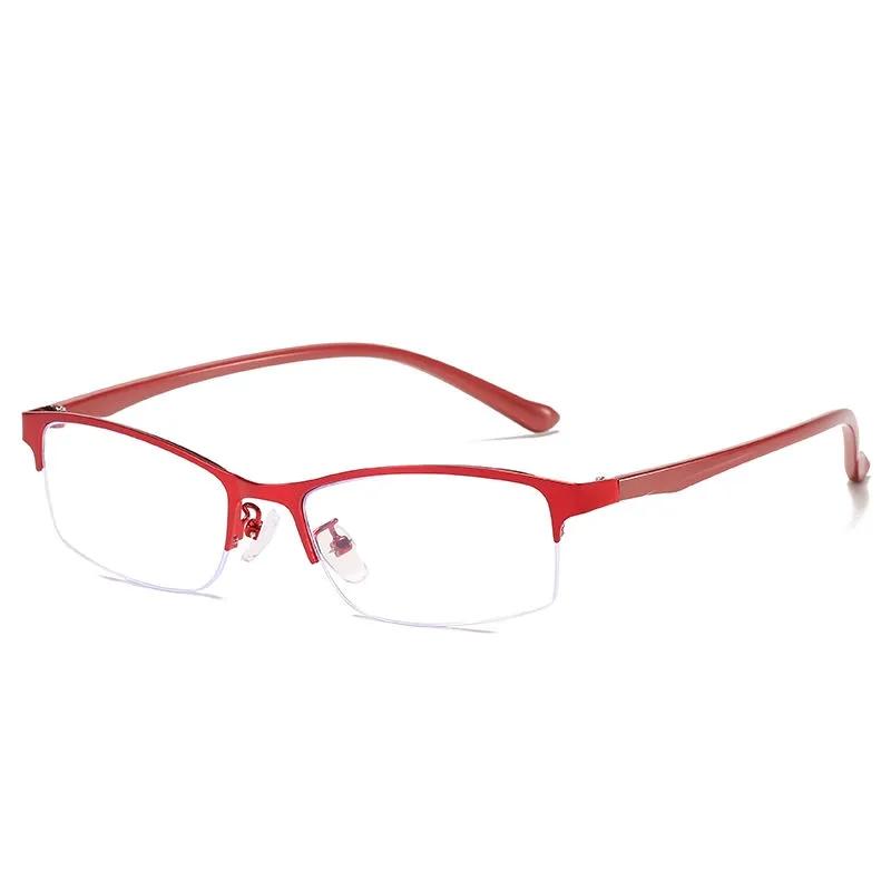 Women's Business Half-frame Anti-blue Light Flat Glasses Ultra-clear Resin Myopia Eye Wear Classic Anti-Fatigue Myopia Glasses