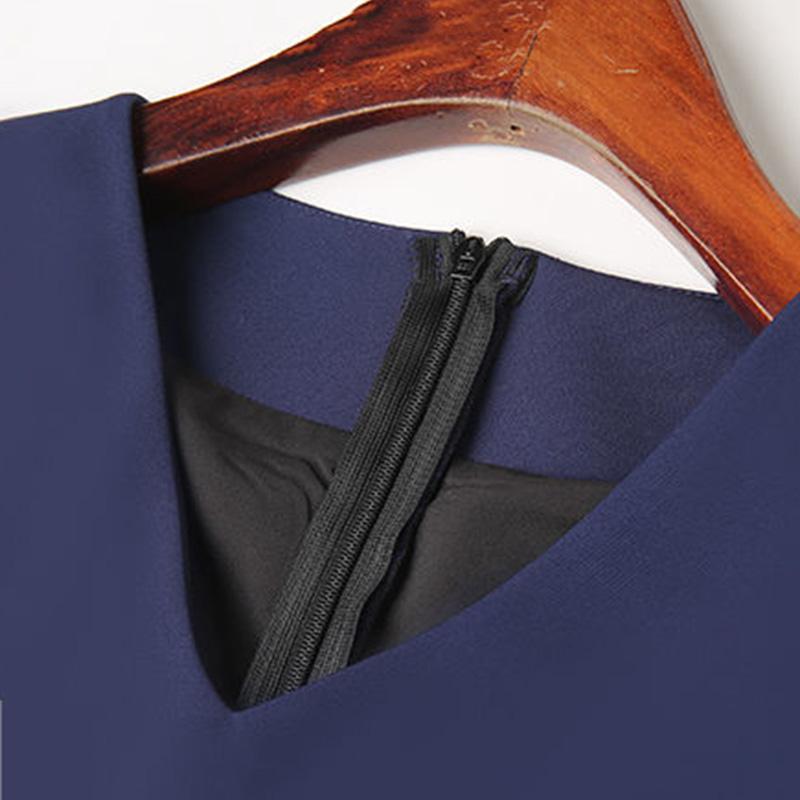 Professional Wear Temperament Goddess Fan Pants Two-piece Blue Waist Shirt + Loose Flared Pants Ladies Simple Suit